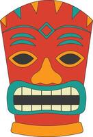 Tribal Hawaii Totem African Traditional. Ethnic Tiki Mask Illustration. Isolated on White Background. vector