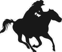 Cowboy Figure Silhouette with Lasso and Horse. Illustration Icon vector