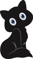 Silhouette of International Cat Day. with Cute Eyes Design. Isolated on White Background vector