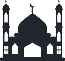 Muslim Mosque Silhouette Illustration. Isolated on White Background. vector