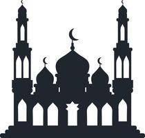 Muslim Mosque Silhouette Illustration. Isolated on White Background. vector