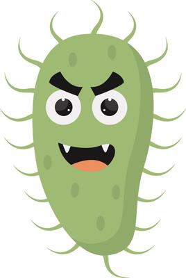 Cute and Funny Bacteria Virus Character. with Cartoon Design Style. Isolated on White Background.