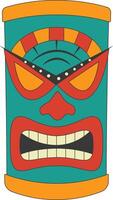 Tribal Hawaii Totem African Traditional. Ethnic Tiki Mask Illustration. Isolated on White Background. vector