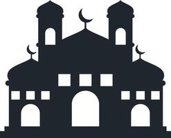 Muslim Mosque Silhouette Illustration. Isolated on White Background. vector