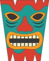 Tribal Hawaii Totem African Traditional. Ethnic Tiki Mask Illustration. Isolated on White Background. vector