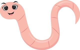 Earthworm Cartoon Character in Flat Design. Isolated on White Background. vector