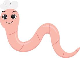 Earthworm Cartoon Character in Flat Design. Isolated on White Background. vector