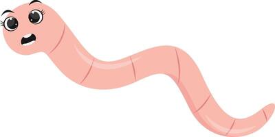 Earthworm Cartoon Character in Flat Design. Isolated on White Background. vector