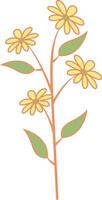 Floral Botanical Branch Illustration. Hand Drawn Flower Design Isolated on White Background vector