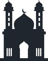 Muslim Mosque Silhouette Illustration. Isolated on White Background. vector