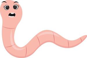 Earthworm Cartoon Character in Flat Design. Isolated on White Background. vector