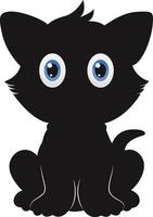 Silhouette of International Cat Day. with Cute Eyes Design. Isolated on White Background vector