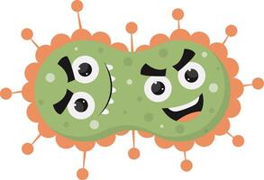 Cute and Funny Bacteria Virus Character. with Cartoon Design Style. Isolated on White Background. vector