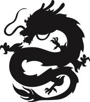 Chinese Dragon Silhouette on White Background. Chinese New Year Symbol. Illustration Design vector