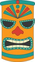 Tribal Hawaii Totem African Traditional. Ethnic Tiki Mask Illustration. Isolated on White Background. vector