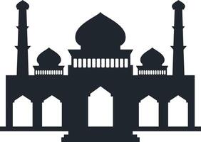 Muslim Mosque Silhouette Illustration. Isolated on White Background. vector