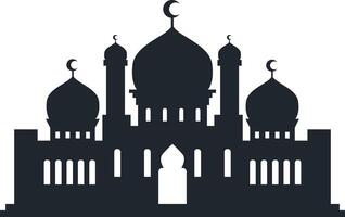 Muslim Mosque Silhouette Illustration. Isolated on White Background. vector