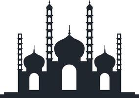 Muslim Mosque Silhouette Illustration. Isolated on White Background. vector