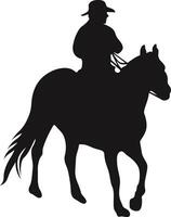 Cowboy Figure Silhouette with Lasso and Horse. Illustration Icon vector