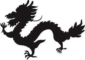 Chinese Dragon Silhouette on White Background. Chinese New Year Symbol. Illustration Design vector