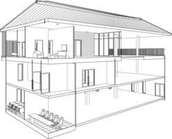 3D illustration of building project vector