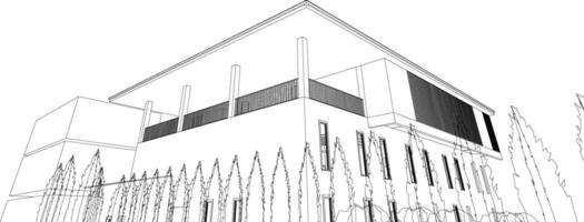 3D illustration of building project vector