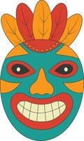 Tribal Hawaii Totem African Traditional. Ethnic Tiki Mask Illustration. Isolated on White Background. vector