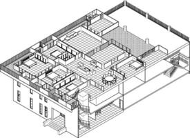 3D illustration of building project vector