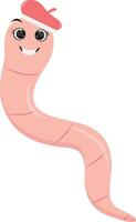 Earthworm Cartoon Character in Flat Design. Isolated on White Background. vector