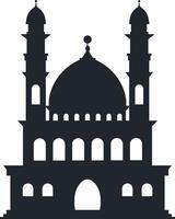 Muslim Mosque Silhouette Illustration. Isolated on White Background. vector