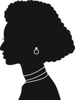 negro De las mujeres historia mes. De las mujeres día. negro silueta con lado pose. aislado ilustración vector