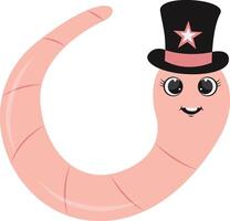 Earthworm Cartoon Character in Flat Design. Isolated on White Background. vector