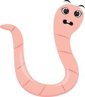 Earthworm Cartoon Character in Flat Design. Isolated on White Background. vector