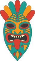 Tribal Hawaii Totem African Traditional. Ethnic Tiki Mask Illustration. Isolated on White Background. vector