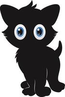 Silhouette of International Cat Day. with Cute Eyes Design. Isolated on White Background vector
