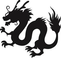 Chinese Dragon Silhouette on White Background. Chinese New Year Symbol. Illustration Design vector