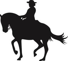 Cowboy Figure Silhouette with Lasso and Horse. Illustration Icon vector