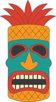 Tribal Hawaii Totem African Traditional. Ethnic Tiki Mask Illustration. Isolated on White Background. vector