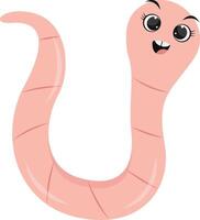 Earthworm Cartoon Character in Flat Design. Isolated on White Background. vector