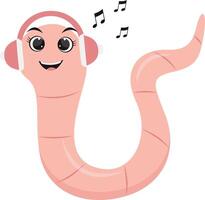 Earthworm Cartoon Character in Flat Design. Isolated on White Background. vector