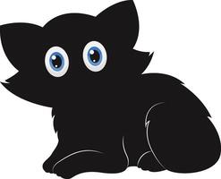 Silhouette of International Cat Day. with Cute Eyes Design. Isolated on White Background vector