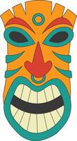 Tribal Hawaii Totem African Traditional. Ethnic Tiki Mask Illustration. Isolated on White Background. vector