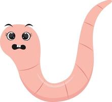 Earthworm Cartoon Character in Flat Design. Isolated on White Background. vector