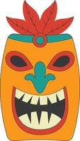 Tribal Hawaii Totem African Traditional. Ethnic Tiki Mask Illustration. Isolated on White Background. vector