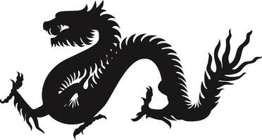 Chinese Dragon Silhouette on White Background. Chinese New Year Symbol. Illustration Design vector