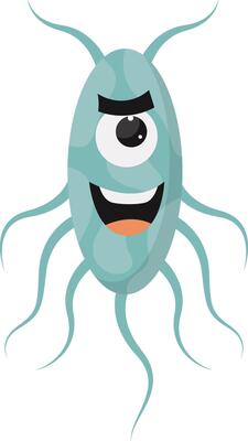 Cute and Funny Bacteria Virus Character. with Cartoon Design Style. Isolated on White Background.