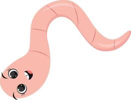 Earthworm Cartoon Character in Flat Design. Isolated on White Background. vector