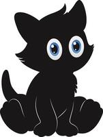 Silhouette of International Cat Day. with Cute Eyes Design. Isolated on White Background vector