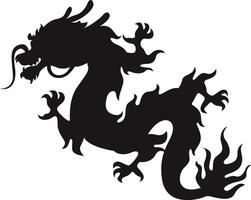 Chinese Dragon Silhouette on White Background. Chinese New Year Symbol. Illustration Design vector