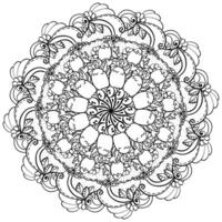 Outline mandala with eggs and a peeking chicken, creative coloring page with Easter doodle motifs vector